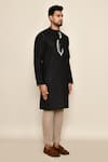Shop_Arihant Rai Sinha_Black Polyester, Cotton Embroidery Thread Long Kurta_Online_at_Aza_Fashions