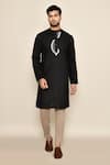 Arihant Rai Sinha_Black Polyester, Cotton Embroidery Thread Long Kurta_at_Aza_Fashions