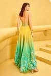 Shop_Mandira Wirk_Green Chiffon Print Ombre Florence Halter Neck Vacay Maxi Dress _at_Aza_Fashions