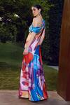 Shop_Mandira Wirk_Multi Color Armani Satin Print Abstract Swirl One Shoulder Neck Maxi Dress _at_Aza_Fashions