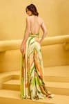 Shop_Mandira Wirk_Green Chiffon Printed Geometric Asymmetric Ombre Jumpsuit With Belt _at_Aza_Fashions