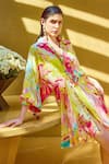 Mandira Wirk_Yellow Chiffon Printed Florid Collar Dress _Online_at_Aza_Fashions