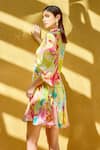 Buy_Mandira Wirk_Yellow Chiffon Printed Florid Collar Dress _Online_at_Aza_Fashions