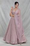 Samyukta Singhania_Pink Silk, Organza, Chiffon Sequins, Cut Work Periwinkle Embroidered Lehenga Set_Online