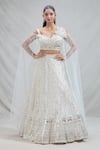 Buy_Samyukta Singhania_White Georgette Embroidery Floral Sweetheart Regal Lehenga With Cape Blouse 