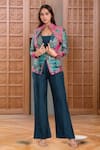 Buy_Samyukta Singhania_Multi Color Jacket Banarasi Silk Woven Mosaic Jacket High Pattern Pant Set _at_Aza_Fashions