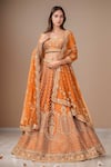 Buy_Kalighata_Orange Raw Silk Embroidery Zardozi Tejaswi Cutdana Bridal Lehenga Set _at_Aza_Fashions