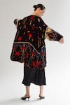 Shop_NOIB_Multi Color Viscose Silk Velvet Printed Arabian Nights Demi Reversible Poncho _at_Aza_Fashions