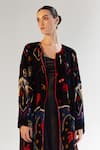 Buy_NOIB_Multi Color Viscose Silk Velvet Printed Arabian Nights Demi Reversible Poncho _Online_at_Aza_Fashions