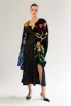 Buy_NOIB_Multi Color Viscose Silk Velvet Printed Garden Of Eden Demi Reversible Poncho _at_Aza_Fashions