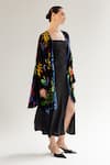 NOIB_Multi Color Viscose Silk Velvet Printed Garden Of Eden Demi Reversible Poncho _Online_at_Aza_Fashions