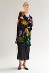 Shop_NOIB_Multi Color Viscose Silk Velvet Printed Garden Of Eden Demi Reversible Poncho _Online_at_Aza_Fashions