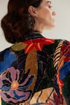 NOIB_Multi Color Viscose Silk Velvet Printed Amazonica Mandarin Valeria Jacket _Online_at_Aza_Fashions