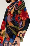 Shop_NOIB_Multi Color Viscose Silk Velvet Printed Amazonica Mandarin Valeria Jacket _Online_at_Aza_Fashions