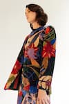 NOIB_Multi Color Viscose Silk Velvet Printed Amazonica Mandarin Valeria Jacket _at_Aza_Fashions