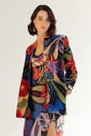 Buy_NOIB_Multi Color Viscose Silk Velvet Printed Amazonica Mandarin Valeria Jacket 