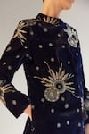 Buy_NOIB_Blue Viscose Silk Velvet Printed Starstruck Mandarin Collar Valeria Jacket _Online_at_Aza_Fashions