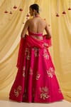 Shop_Sonal Pasrija_Fuchsia Silk Embroidered Floral Halter Kalidar Lehenga Set _at_Aza_Fashions