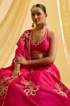 Shop_Sonal Pasrija_Fuchsia Silk Embroidered Floral Halter Kalidar Lehenga Set _Online_at_Aza_Fashions