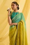 Buy_Sonal Pasrija_Green Silk Embroidered Sequin Halter Ombre Pre-draped Saree With Blouse _Online_at_Aza_Fashions