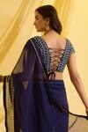 Shop_Sonal Pasrija_Blue Silk Embroidered Gota Round Pre-draped Saree With Blouse _at_Aza_Fashions