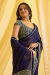 Sonal Pasrija_Blue Silk Embroidered Gota Round Pre-draped Saree With Blouse _Online_at_Aza_Fashions