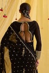 Shop_Sonal Pasrija_Black Silk Embroidered Floral Leaf Pre-draped Saree With Blouse _at_Aza_Fashions