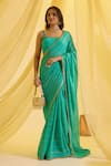 Buy_Sonal Pasrija_Blue Silk Embroidered Zari Sweetheart Pre-draped Saree With Blouse _at_Aza_Fashions