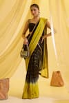 Buy_Sonal Pasrija_Black Silk Embroidered Zari Sweetheart Ombre Pre-draped Saree With Blouse _at_Aza_Fashions