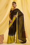 Sonal Pasrija_Black Silk Embroidered Zari Sweetheart Ombre Pre-draped Saree With Blouse _Online_at_Aza_Fashions