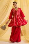 Sonal Pasrija_Red Silk Embroidered Blunt V Anarkali Sharara Set _Online_at_Aza_Fashions