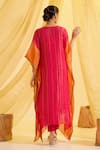 Shop_Sonal Pasrija_Fuchsia Lurex Embroidered Zari Round Kaftan With Pant _at_Aza_Fashions