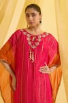 Buy_Sonal Pasrija_Fuchsia Lurex Embroidered Zari Round Kaftan With Pant _Online_at_Aza_Fashions