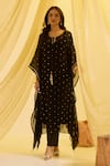 Buy_Sonal Pasrija_Black Silk Hand Embroidered Tassel Round Kaftan With Pant _at_Aza_Fashions