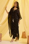 Sonal Pasrija_Black Silk Hand Embroidered Tassel Round Kaftan With Pant _Online_at_Aza_Fashions