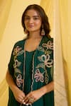 Sonal Pasrija_Green Georgette Embroidered Sequin Cape Open Floral With Anarkali _Online_at_Aza_Fashions