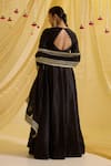 Shop_Sonal Pasrija_Black Silk Embroidered Sequin Round Blossom Anarkali With Dupatta _at_Aza_Fashions