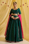 Buy_Sonal Pasrija_Green Silk Embroidered Sequin Sweetheart Floral Scatter Lehenga Set _at_Aza_Fashions