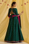 Shop_Sonal Pasrija_Green Silk Embroidered Sequin Sweetheart Floral Scatter Lehenga Set _at_Aza_Fashions