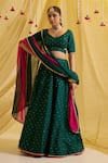 Buy_Sonal Pasrija_Green Silk Embroidered Sequin Sweetheart Floral Scatter Lehenga Set _Online_at_Aza_Fashions