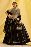 Buy_Sonal Pasrija_Black Silk Embroidered Sequin Sweetheart Zari Lehenga Set _at_Aza_Fashions