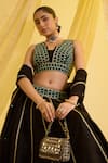 Shop_Sonal Pasrija_Black Silk Embroidered Sequin Sweetheart Zari Lehenga Set _Online_at_Aza_Fashions