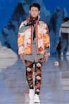 Buy_Mr. Ajay Kumar_Multi Color Poly Printed Winter Flowers Zanskar Light Down Parka _at_Aza_Fashions