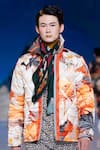 Shop_Mr. Ajay Kumar_Multi Color Poly Printed Winter Flowers Zanskar Light Down Parka _at_Aza_Fashions