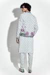 Shop_Mr. Ajay Kumar_White 100% European Linen Print Floral Marg Bomber Jacket _at_Aza_Fashions