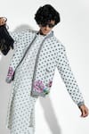 Mr. Ajay Kumar_White 100% European Linen Print Floral Marg Bomber Jacket _Online_at_Aza_Fashions