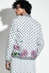 Shop_Mr. Ajay Kumar_White 100% European Linen Print Floral Marg Bomber Jacket _Online_at_Aza_Fashions