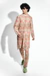 Buy_Mr. Ajay Kumar_Multi Color Silk Linen Print Floral Ambar Kurta With Pant _at_Aza_Fashions