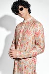 Mr. Ajay Kumar_Multi Color Silk Linen Print Floral Ambar Kurta With Pant _at_Aza_Fashions