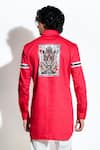 Shop_Mr. Ajay Kumar_Red 100% Luxe Cotton Print Tiger Patch Shirt _at_Aza_Fashions